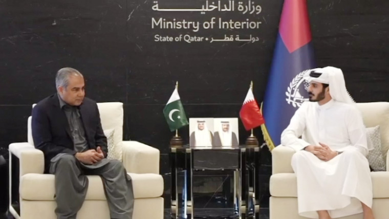 محسن نقوی کی قطری ہم منصب سے ملاقات، سکیورٹی تعاون بڑھانے پر اتفاق