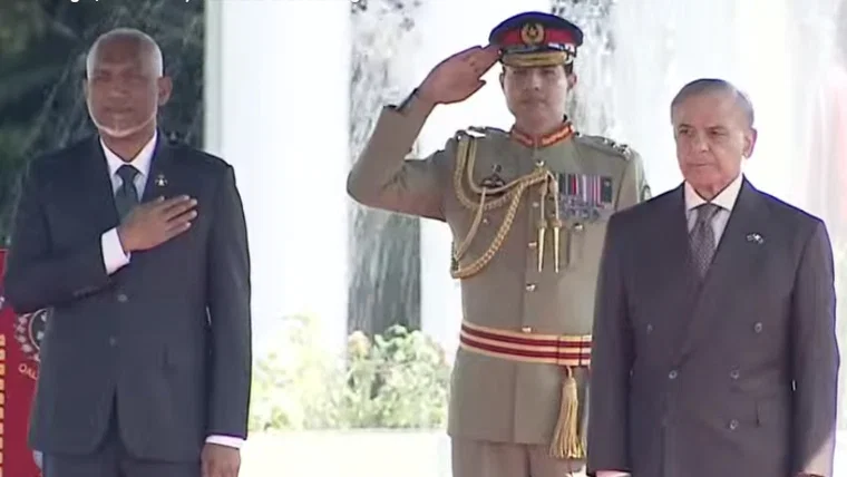 مالدیپ کے صدر کے اعزاز میں وزیراعظم ہاؤس میں استقبالیہ تقریب، گارڈ آف آنر پیش
